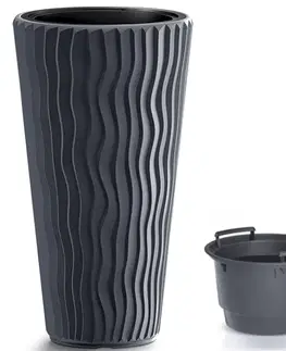 Kvetináče a truhlíky NABBI DPSP300 plastový kvetináč 29,7 cm antracit