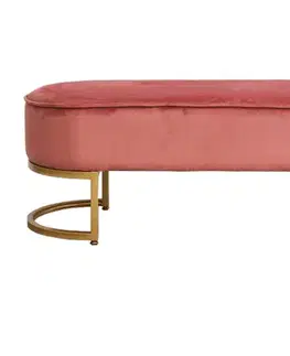 Lavice do predsiene KONDELA Mirila New čalúnená lavica ružová (Velvet) / zlatá