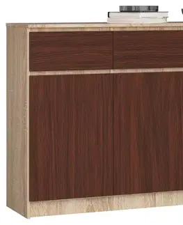 Komody a skrinky Moderná vysoká komoda, LIANA140, dub Sonoma / wenge