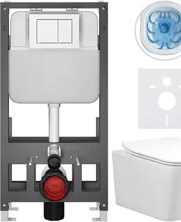 Záchody CERANO - Kompletný WC set Basic/Forte - biela lesklá - WC tlačidlo Maxio/Biela - voľne stojaca - predstenová inštalácia - 51x36 CER-8050BD86122