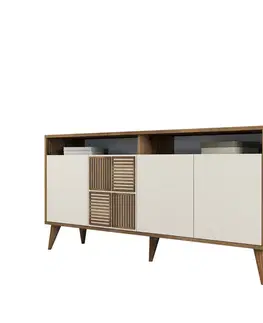 Komody a skrinky CART 160 komoda na nožičkách, orech / krémová