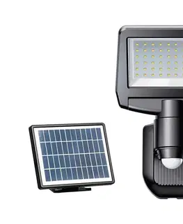 Záhradné lampy Greenlux LED solárny reflektor TOMI LED/10W/7,4V 1800 mAh IP44 čierny s čidlom 