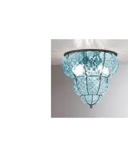 Svietidlá SIRU-Stropné svietidlo CLASSIC 3xE14/40W/230V pr. 25 cm modrá/čierna benátske sklo MC259-020AMB