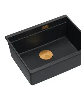 Kuchynské drezy Quadron Quadron - Granitový drez Logan 100 Black Zlaty HQJ6045U7_PVDG1_U