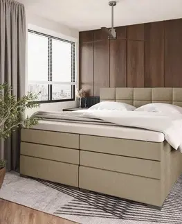 Postele KONDELA April boxspringová manželská pocketová posteľ sivohnedá (taupe)
