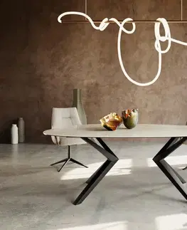 Jedálenské stoly DELIFE Jedálenský stôl Edge oválny 220x120 keramika Iris FMG Onice Oro Zenthara hranatý kov čierna