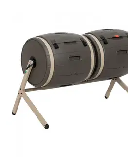 Kompostéry Dvojitý rotačný kompostér 380l Dekorhome