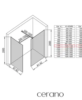Sprchovacie kúty CERANO - Sprchová zástěna Walk-in Onyx T L/P - 8 mm - hranatá vzpěra - chrom, transparentní sklo - 110x110x200  CER-8050BD2552