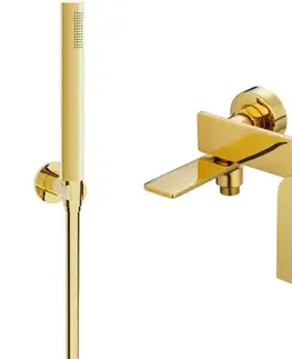 Kúpeľňové batérie MEXEN/S - Zero SET vaňová batéria s príslušenstvom R70, zlatá 7113R70-50