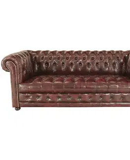 Sedacie súpravy Pohovka trojmiestna Chesterfield Manchester z pravej hovädzej kože New Red