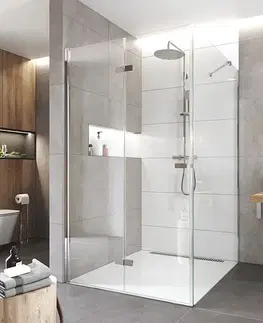 Sprchovacie kúty Mereo Sprchovací kút, Novea, štvorec, zalamovací, 100x100 cm, chróm ALU, sklo Číre, dv. ľavé a pevný diel CK13833ZL