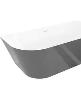 Vane MEXEN/S - Oval Slim voľne stojaca vaňa nástenná 170 x 80, biela/sivá, sifón a prepad biela 52661708062-20