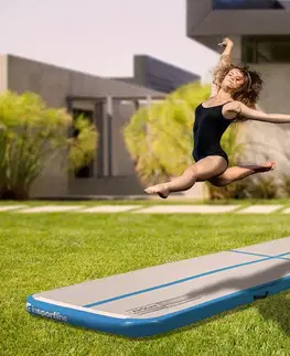 Žinenky Airtrack inSPORTline Airstunt 300x100x10 cm bielo-modrý s ručnou pumpou