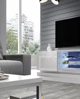 TV stolíky CAMA MEBLE Qiu 200 tv stolík biely lesk