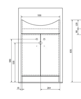 Kúpeľňový nábytok AQUALINE - SIMPLEX ECO 55 umývadlová skrinka vrátane umývadla 53x83,5x30,7cm SIME550