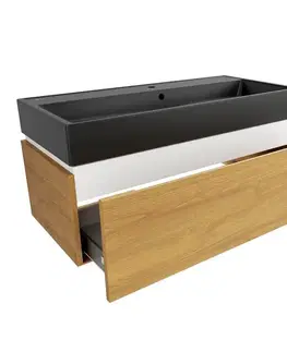 Kúpeľňový nábytok Kúpeľňová skrinka s umývadlom SAT Feel 100x30x46 cm medový dub mat SATFEEL100DMU3 SATFEEL100DMU3