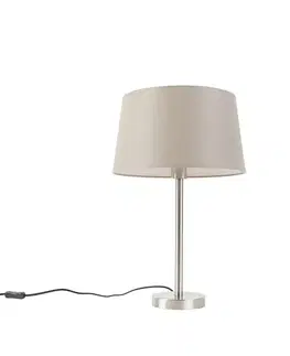 Stolné lampy Moderná stolná lampa oceľ s tienidlom taupe 35 cm - Simplo