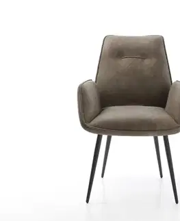 Jedálenské stoličky DELIFE Jedálenská stolička Zoa-Flex mikrovlákno taupe vintage 4-nohá zúžená čierna vrecková pružina