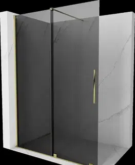 Sprchové dvere MEXEN/S - Velar Sprchová zástena posuvná Walk-in 160 x 200, grafit 8 mm, zlato 871-160-000-43-50