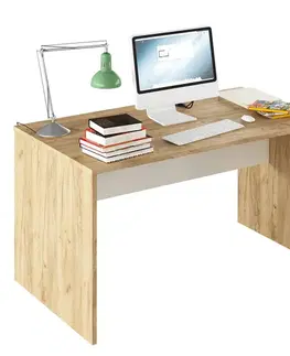 Písacie a pracovné stoly KONDELA Rioma Typ 11 písací stôl dub artisan / biela