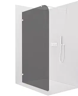 Sprchové dvere CERANO - Sprchová zástena Walk-in Orbis Round Ľ/P - 8 mm - okrúhla vzpera - biela matná, grafitové sklo - 120x200 CER-978764