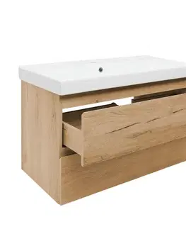 Kúpeľňový nábytok Kúpeľňová skrinka 2 zásuvková s umývadlom SAT B-Way 99x50x45 cm dub mat BWAY2100OAKU1BI BWAY2100OAKU1BI