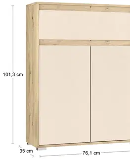 Komody NABBI Thebes CH-2D1DRW dvojdverová komoda so zásuvkou dub artisan / champagne
