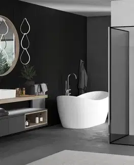 Sprchové dvere MEXEN/S - Kioto Sprchová zástena WALK-IN 110 x 110, čierny vzor, chróm 800-110-212-01-70-110