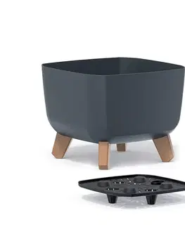 Kvetináče a truhlíky NABBI DGQL240 plastový kvetináč na nožičkách 24 cm antracit