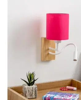Svietidlá BRILAGI - LED Nástenná lampa NUBILA WOOD 1xE27/25W/230V + LED/3W dub/ružová BG1565+BG1577