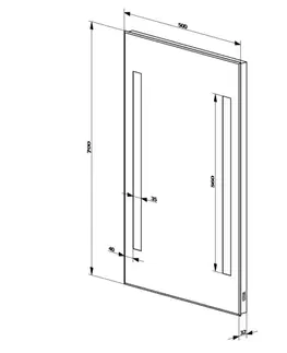 Kúpeľňové zrkadlá AQUALINE - Zrkadlo s LED osvetlením 50x70cm, gombíkový vypínač ATH5