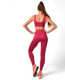 Dámske klasické nohavice Dámske legíny Boco Wear Burgund Plain Push Up ružová - XS/S