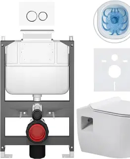 Záchody CERANO - Kompletný WC set Basic/Dure - biela lesklá - WC tlačidlo Dualo/Biela - ovládanie zhora - predstenová inštalácia - 51x35 CER-8050BD85880