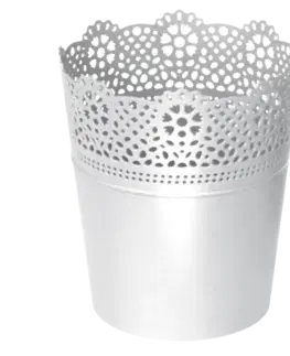 Kvetináče PROSPERPLAST - Obal na kvetináč LACE 18cm biely, umelá hmota