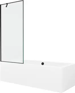 Sprchové dvere MEXEN/S - Cube obdĺžniková vaňa 170 x 80 cm s panelom + vaňová zástena 80, čierna vzor 550517080X9508007070
