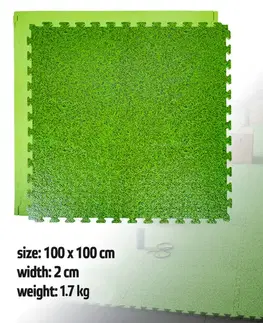 Podložky na cvičenie Puzzle tatami podložka inSPORTline Zemalpro 100x100x2 cm motív trávníka