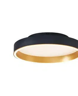 Stropné osvetlenie Dizajnové stropné svietidlo čierne so zlatou 40 cm vrátane LED 3-stupňový vypínač - Ingo