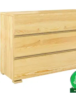 Komody do spálne Komoda drevená  borovica 3s Skandica Vestre prírodné