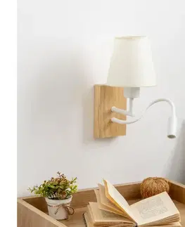 Svietidlá Brilagi - LED Nástenná lampa NUBILA WOOD 1xE27/25W/230V + LED/3W dub/krémová BG1565+BG1572
