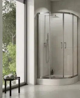 Sprchovacie kúty BESCO - Štvrťkruhový sprchovací kút MODERN CHROM 190 - Farba rámu - Chróm / Leštený hliník (ALU), Rozmer A - 90, Rozmer B - 90, Rozmer C - 190, Smer zatvárania - Univerzálne Ľavé / Pravé, Výplň - Fume bezpečnostné sklo - 6 mm (BO290CT
