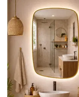 Svietidlá Baltica Design-LED Zrkadlo s podsvietením STONE CALM 15W/230V 4500K 90x60 cm IP65 zlaté 5904107932651