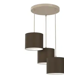 Svietidlá  Závesný luster na lanku ARDEN 3xE27/15W/230V pr. 30 cm béžová/hnedá 4662