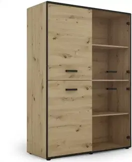 Vitríny a regály do obývačky Vitrína Capannoli 120 2d2g dub artisan/čierna