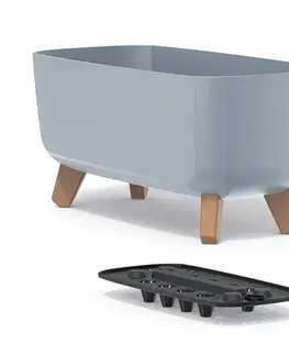Kvetináče a truhlíky NABBI DGCL400 plastový kvetináč na nožičkách 39 cm svetlosivá