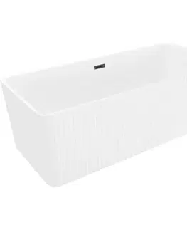 Vane MEXEN/S - Nila voľne stojaca vaňa reliéf 170 x 75, biela, sifón a prepad čierna 52841708000-70
