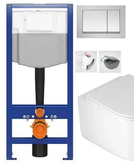 Závesné wc sety CERSANIT predstenový inštalačný systém s tlačidlom chrom K97-509 + WC DEANTE Jasmin so sedadlom RIMLESS /VÍROVÉ SPLACH/ K97-526 509 JA1