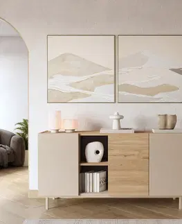 Komody a skrinky DREAM široká komoda s dvierkami 3D, sepet/béžová