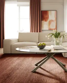 Konferenčné stolíky DELIFE Konferenčný stolík Edge oválny 140x80 cm keramika Minas Melange Sarity kov efektový povrch titán