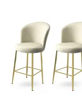 Barové stoličky Bar Stool Set (2 Pieces) Fora - Cream, Gold