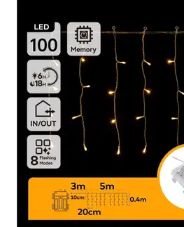 LED osvetlenie  B.V. -LED Vonkajší svetelný reťazec 100xLED/8 funkcií 3xAA 8x0,4m IP44 teplá biela B10303K3N